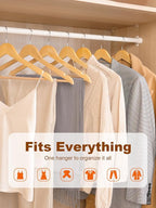 HOUSE DAY Wooden Hangers 10 Pack, Solid Wood Hanger with Non Slip Pant Bar, Heavy Duty Wooden Coat Hanger for Closet, Smooth Finish Wood Clothes Hangers for Shirts, Suits, Jackets, Dress, Natural