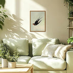 Framed Vintage Bird Wall Art, Sage Green Flying Swallow Pictures Wall Decor, Minimalist Japandi Nature Paintings Canvas Prints Modern Home Decor for Living Room Bedroom Bathroom Office 16x24 Inch