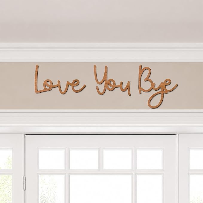 Dripykiaa LOVE YOU BYE Wood Sign Home Decor Boho Decor 31.5” Wood Grain Wall Decor Express Love and Warm for Your Family Lovers Wall Art Gift Hallway Entryway Door For Home - Brown