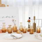 12 Pack Amber Gold Glass Bud Vase Set, Small Vintage Vases for Centerpieces, Decorative Flower Vases for Wedding Home Table Decor