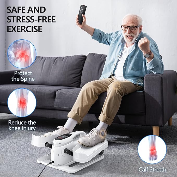 Under Desk Elliptical Machine for Senior Mini Elliptical Leg Exerciser with Remote Quiet Portable Electric Seated Foot Pedal Exerciser for Home Office