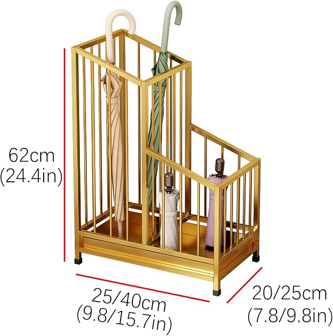 Indoor Metal Umbrella Stand，Umbrella Storage，Tall Metal Standing Umbrella Holder，Umbrella Holder for entryway，for Hotel，Offices，Home，Commercial(White,40 * 25 * 62cm/16 * 8 * 24.4in)