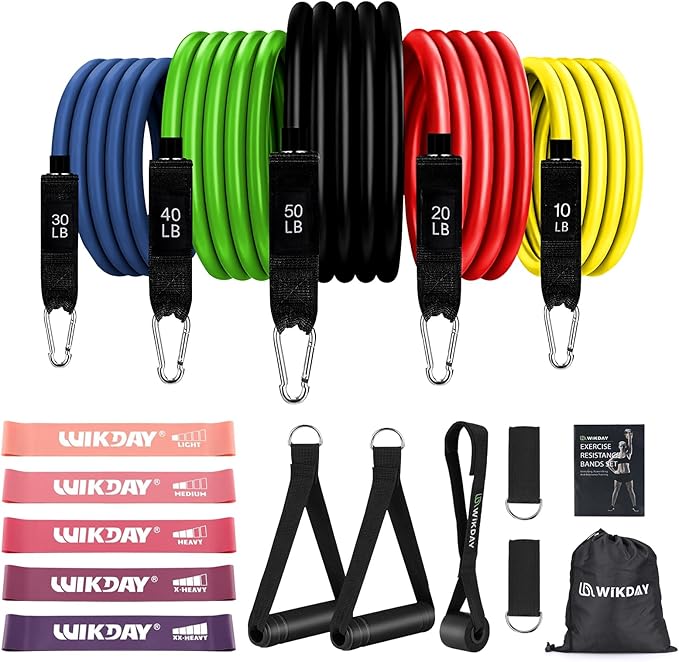 Exercise Resistance Bands with Handles for Working Out, 150/200/250/300 Lbs Workout Bands Set with Door Anchor for Physical Therapy, Yoga, Pilates