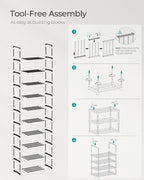 SONGMICS Shoe Rack, 10-Tier Shoe Organizer, Metal Storage Shelf, Upright or Upside Down, for 11-22 Pairs, for Entryway, 11.8 x 17.7 x 68.5 Inches, Black ULSA25BK