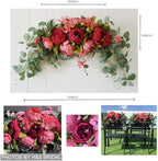 H&S BRIDAL Wedding Arch Flowers, 30 Inch Rustic Artificial Floral Swag for Door Lintel, Green Leaves Rose Peony Sunflowers Table Centerpieces Home Decoration