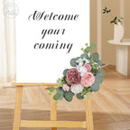 Odouzy Artificial Wedding Arch Flowers for Wedding Sign,Set of 2 for Wedding Welcome Ceremony Sign,Faux Floral Swags,Wedding, Banquet and Reception Backdrop Floral Decoration (Coffee Pink)