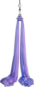 Aerial Silk 9 yards kit Low Stretch Durable Lavender Fabirc with Rigging Hardware for kids beginer Acrobatic Dance Aerial Yoga (9 yards, Lavender Purple)