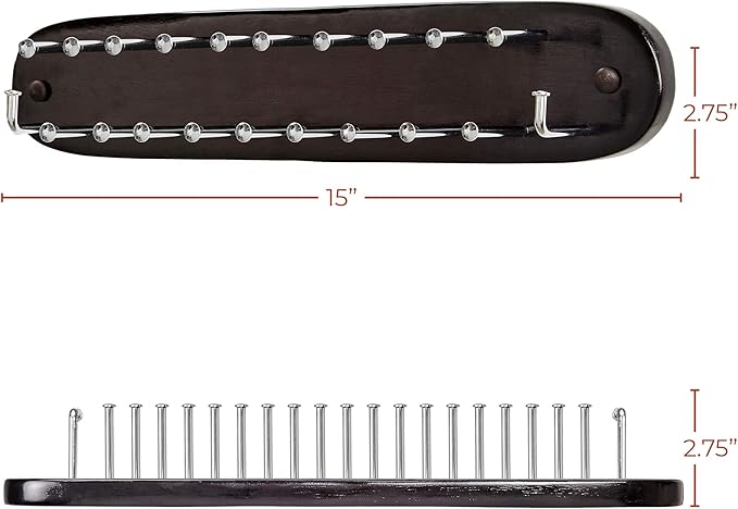 Richards Homewares Tie Rack Wall Mounted - Wood Tie Organizer for Closet 21 Chrome Hooks Storage and Organization Hnager Walnut