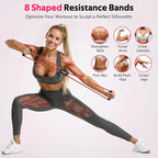 RENRANRING Figure 8 Fitness Resistance Bands with Handles - Exercise Tube Band Set of 3 for Arm and Shoulder Stretch, Rope 8 Word Elastic for Women and Men