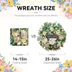 Spring Summer Wreaths for Front Door Outside 26 Inch, Magnolia Summer Wreath with Ribbons and Welcome Sign, Farmhouse Outdoor Spring & Summer Door Wreath for Front Door, Neutral Floral Decor
