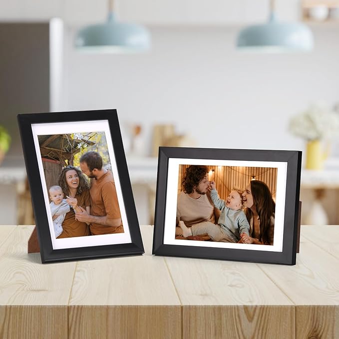 Rempry 4x6 Picture Frame, Display Pictures 3.5x5 with Mat or 4x6 Without Mat, Wall Hanging or Tabletop Photo Frame with Shatter Resistant Plexiglass, Black, 1 Pack