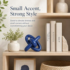 XMGZQ Blue Knot Decor for Coffee Table Book,Chain Link Decor for Bookshelf Entry Table TV Stand,Navy Knot Sculpture for Home Living Room,Object Decoracions para sala,adornos para sala Modernos