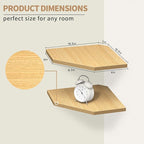 Fun Memories Corner Shelf Wall Mount, Corner Floating Shelves, Set of 4 Corner Wall Shelf Organizer, Rustic Wood Wall Storage Display Shelves for Living Room Bedroom Bathroom Kitchen, Oak