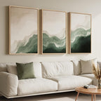 Large Framed Green and Beige Abstract Wall Art for Living Room, 3 Piece Modern Neutral Canvas Prints Paintings Artwork for Walls, Minimalist Abstract Pictures for Hallway Bedroom Wall Decor 24x36 In