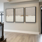 Large Framed Neutral Abstract Wall Art for Living Room, 3 Piece Modern Canvas Prints Paintings Artwork for Walls, Minimalist Beige Abstract Horizon Pictures for Hallway, Office Wall Decor 24x36 In
