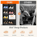 Lifewit 10 Tier Over the Door Shoe Organizer with 19 Large Deep Pockets, Fabric Hanging Shoes Shelf for Closet, Dorm Storage, Fit Up to 20 Pair Shoe Rack Holder for Sneakers, Boots, Black