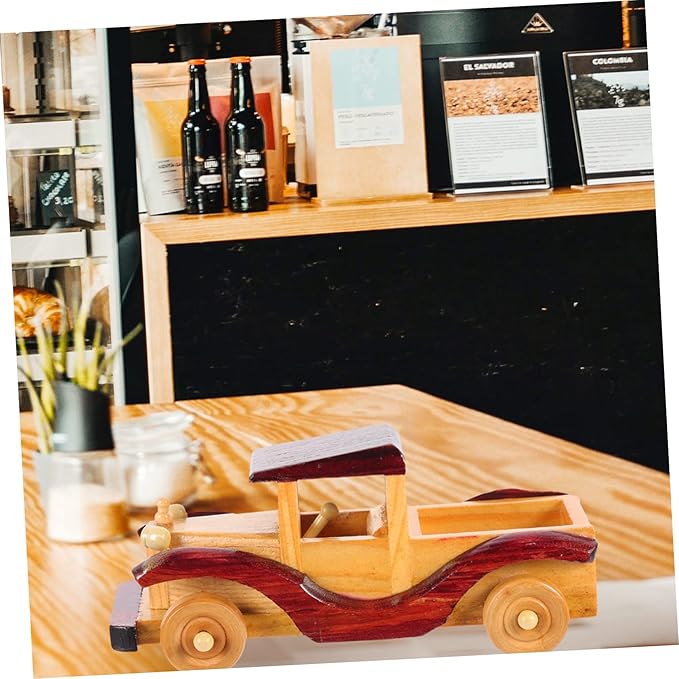 Homoyoyo Wooden Vintage Car Model Ornament Retro Wooden Car Decor for Home Desktop Unique Craftsmanship for Collectors