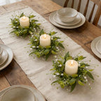 6 PCS Spring Summer Eucalyptus Kitchen Cabinet Wreaths Small Artificial Green Eucalyptus Leaf Wreath for Front Door with Ribbon Boxwood Mini Wreath for Porch Wall Window Farmhouse Wall Home Decor