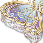 The Bradford Exchange Porcelain Butterfly Music Box with 22K Gold Accents, Simulated Jewels, and Storage, Plays Wind Beneath My Wings