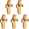 Cross My Heart/Encouragement Gift Wooden Pocket Stress Fidget Cross Wood Christian Religious Gift(Olive 5pcs)