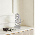 WUBIANJIE Modern Abstract Knot Sculpture, Artistic Mobius Inspired Resin Decor, Elegant Home and Office Decor, (Silver)