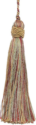 DÉCOPRO 4" (10cm) Decorative Hand-Crafted Tassel | Craft Tassel (ITS) Holiday Red Multicolor #3752 (Crimson Red Light Gold Mint Green) Sold Individually
