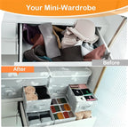 2 Pack Sock Underwear Drawer Organizer Divider - Closet Organizers and Storage Dresser Organizer Wardrobe Clothes Box Storage Bins with Lid for Bra, Socks, Leggings, Shirt, Panty (Grey)