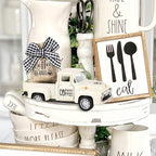 Coffee Decor for Coffee Bar Metal Truck with Coffee Beans Burlap Sack Vintage Pickup Mini Diecast Truck for Farmhouse Coffee Station Home Coffee Bar Tabletop Decorations