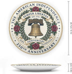 250th Anniversary Decorative Plates 8 Inch Vintage Liberty Bell Patriotic Decorations Commemorative Plates with Stand Memorial Day 4th of July Veterans Day Home & Office