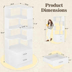Armocity Corner Bookshelf with Drawers, 7 Tier Corner Book Shelf Display Bookcase, Freestanding L Shaped Bookshelf for Bedroom, Living Room, Home Office, White