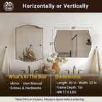 ANDY STAR Gold Bathroom Mirror, 22"x30" Scalloped Wall Mirror in Stainless Steel Metal Frame, Unique Vanity Mirror with Modern Curved Edge Design, Ideal for Bathroom, Bedroom, Entryway