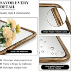 ANDY STAR Hand-Forged Gold Bathroom Mirrors for Wall, 22x30 Inch Vintage Solid Steel Metal Frame Bathroom Vanity Mirror, Antique Rounded Rectangle Wall Mirror, Hangs Horizontally or Vertically