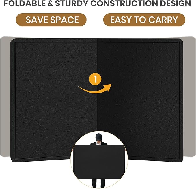 Bulletin Board, 23.5 X 17.5 inches Cork Board with 20 Pushpin, Felt Cork Board Notice Pin Board, Self-Adhesive Vision Board Mood Board Foldable Photo Board for Wall - Black