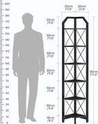 CHOEZON 6-Tier Corner Shelf, Industrial Corner Bookshelf, 71.2" Display Storage Stand, Plant Stand Display Shelf, Tall Bookcase for Bedroom, Living Room, Home Office, Black TCJ11BB