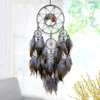 Grey Large Dream Catcher Wall Decor Crystal Tree of Life Dream Catchers Handmade Feather Dreamcatcher Wall Hanging Ornament for Bedroom Living Room Home Decor
