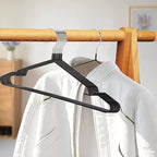 Tosnail 50 Pack 16-Inch Stainless Steel Wire Metal Hangers, Non-Slip Hanger, Space Saving Closet Clothes Hangers - Black