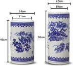Chinese Style Umbrella Stand, Multifunctional Ceramic Vase, Large Capacity Umbrella Holder, Umbrella Stand Rack for Entryway, 40CM, Blue