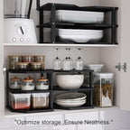 VERTORGAN 3 Tier Bamboo Corner Shelf(4 Pack),Dish Drying Rack,Plate Organizer,Kitchen Spice Rack for Countertop and Cabinet(Black)