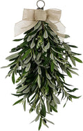 22" Artificial Olive Branch Swag, 1-Pack Realistic Greenery Swag with Olive Fruit/Green Leaves/Artificial Flowers, Seasonal Olive Branch Wreath for Front Door, Indoor & Outdoor Decor