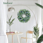 22 Inch Eucalyptus Wreath with Olive Leaves and Berries All Year Round, Handmade Green Spring Summer Wreaths for Front Door Indoor Outdoor Wedding Holiday