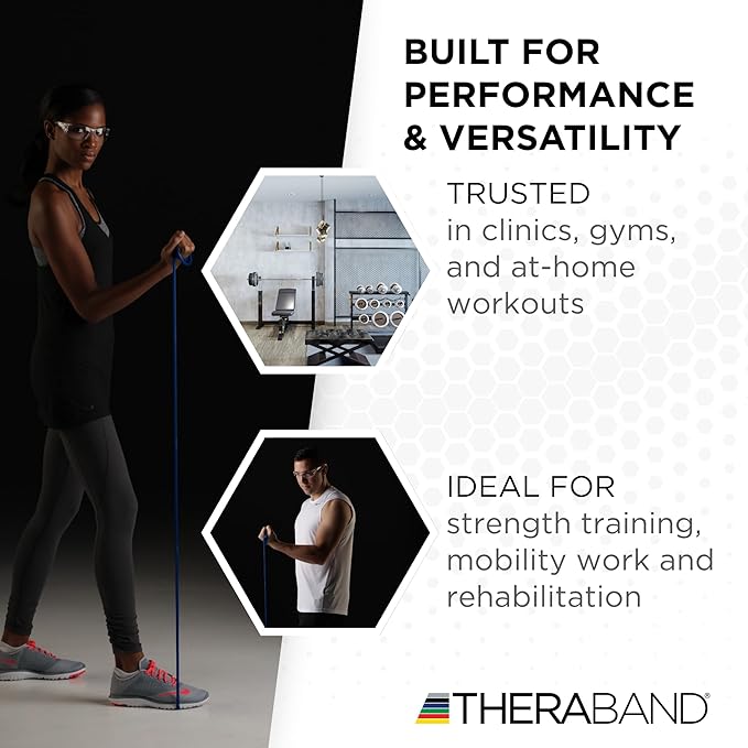 THERABAND Latex Resistance Tubing, Red, Medium Level 2, 100 ft Roll, Professional Grade Resistance Band for Exercise, Upper and Lower Body Workouts, Cut-to-Length, Color-Coded Levels