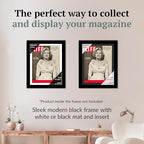 Creative Picture Frames 12.5 x 16 Magazine Frame with Full-Strength Glass, Holds Up To A 1/4" Thick Media with Installed Hangers for Easy Mounting, 14x18 Black Frame with White Mat