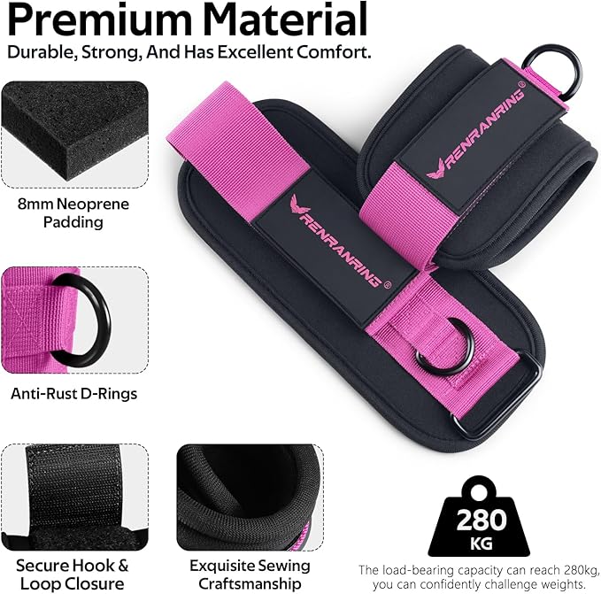 Ankle Resistance Bands with Cuffs, Ankle Bands for Working Out, Ankle Resistance Band for Legs and Glutes Workout Equipment, Butt Exercise Equipment for Women