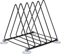 Vinyl Record Holder Storage, 5 Slot Metal Record Stand Magazine Newspaper Album Display Rack Desktop Triangle File Holders for Office Home Black
