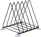 Vinyl Record Holder Storage, 5 Slot Metal Record Stand Magazine Newspaper Album Display Rack Desktop Triangle File Holders for Office Home Black