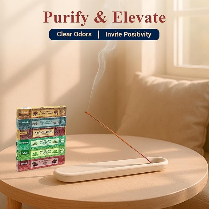 Tulasi Nag Champa Incense Sticks Assorted/Variety Pack – 180 Hand Rolled Sticks, 12 Natural Scents | Sandalwood, Lavender, Vanilla, White Sage | Meditation & Yoga Aromatherapy