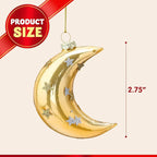 Joiedomi Christmas Moon Ornaments, Glitter Blown Glass Moon Decorations for Tree Hanging Ornament Outdoor Christmas Decorations Indoor