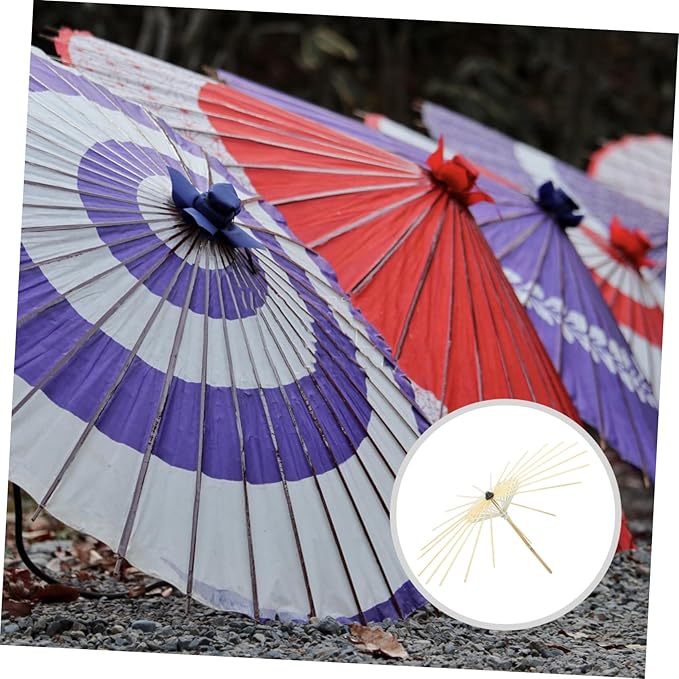 2pcs Parasol Poles Oiled Paper Umbrella Holder Yarn Ball Winder Photography Prop Paper Parasol Chinese Chic Paper Umbrella Stands Diy Crafts Switch Stage Umbrella