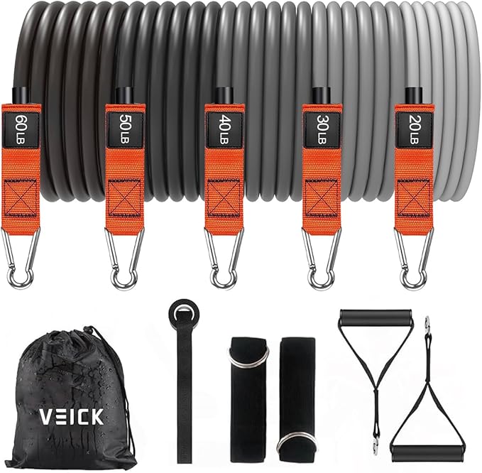 VEICK Resistance Bands, Exercise Bands, Workout Bands, Resistance Bands for Working Out with Handles for Men and Women, Exercising Bands for Fitness Weights Work Out at Home