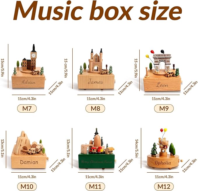 Personalized Wooden Carousel Music Box - Custom Name Gift for Friends, Birthday Christmas Valentine's Day Gift Home Decoration | Hand-Cranked Rotating Music Box